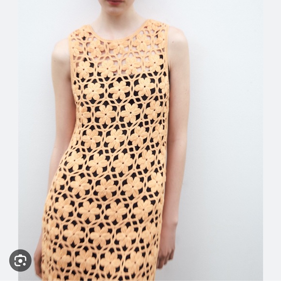 Zara Long Floral Knit Dress - Picture 5 of 8